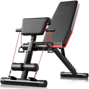 Adjustable workout bench with rope and curl pad
